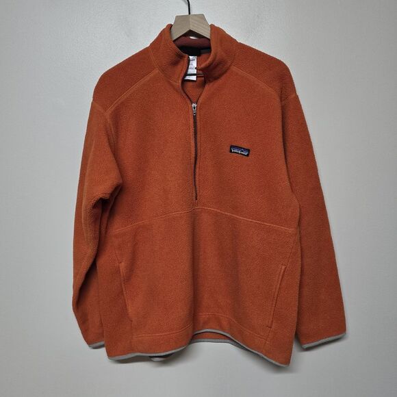 Vintage Patagonia Half Zip Synchilla Fleece Pullover Jacket Sweater Orange Large - Picture 1 of 10